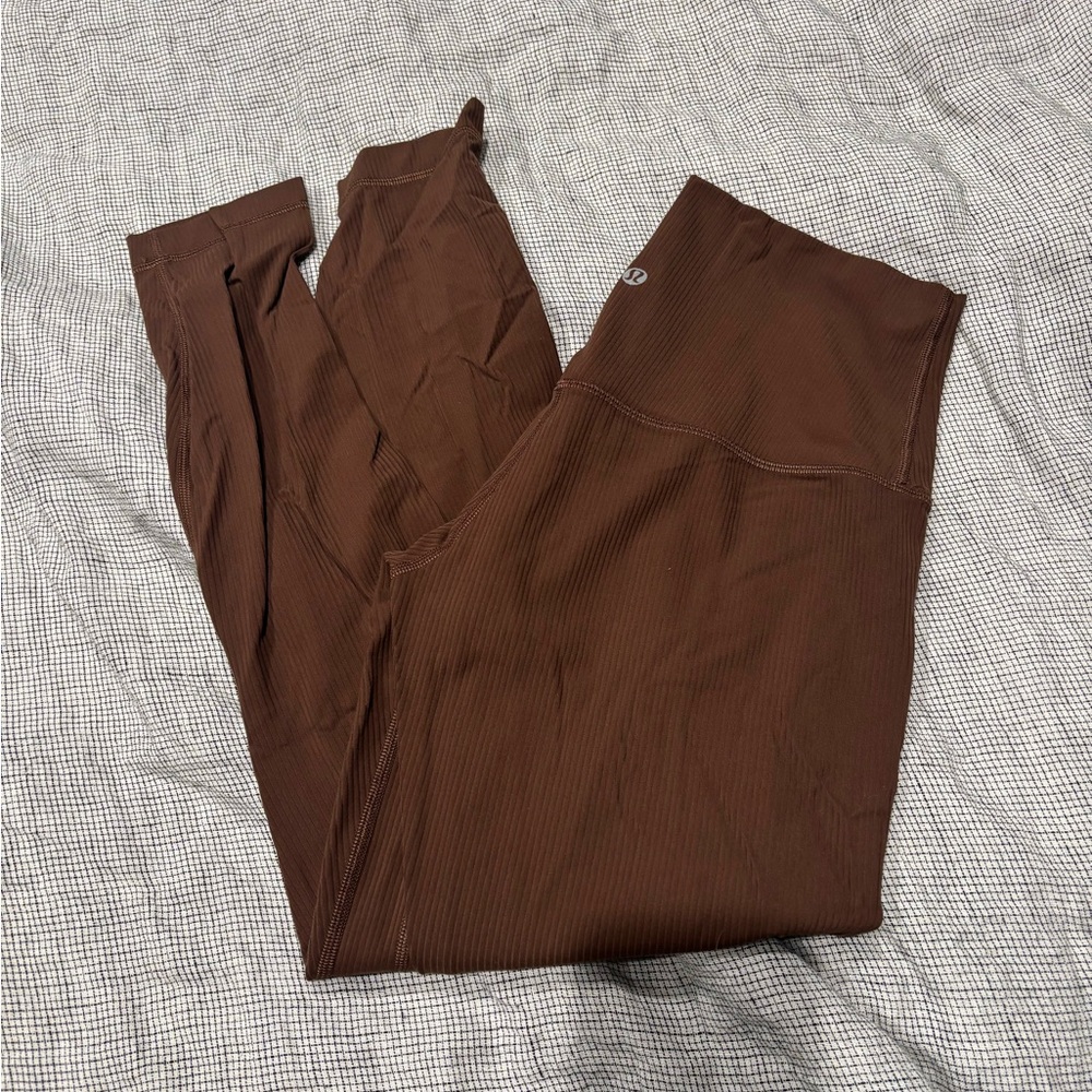 lululemon athletica Chocolate Brown Ribbed High-Waist Joggers